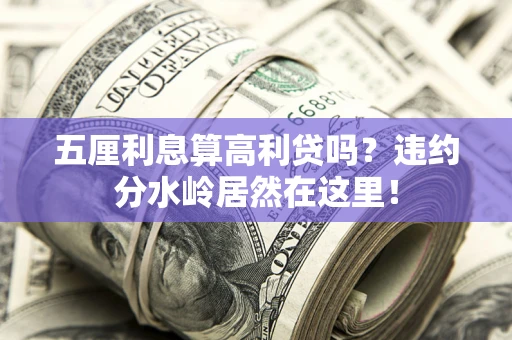 武汉五厘利息算高利贷吗？违约分水岭居然在这里！